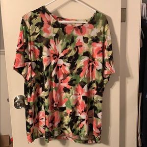 Pink, green and black dress top